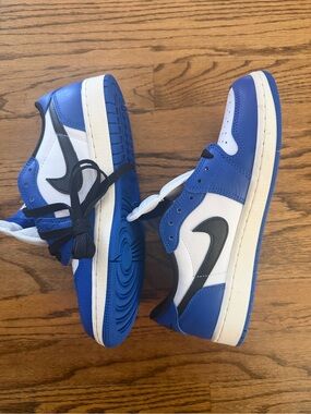 Jordan Sneakers White Blue with Black Swoosh